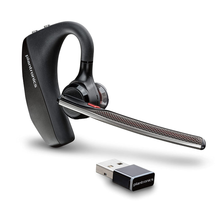 Plantronics - Voyager 5200 UC (Poly) - Bluetooth Single-Ear (Monaural) Headset - USB-A Compatible to connect to your PC and/or Mac - Works with Teams, Zoom & more - Noise Canceling USB-A Teams Certified: NO PC, Mobile