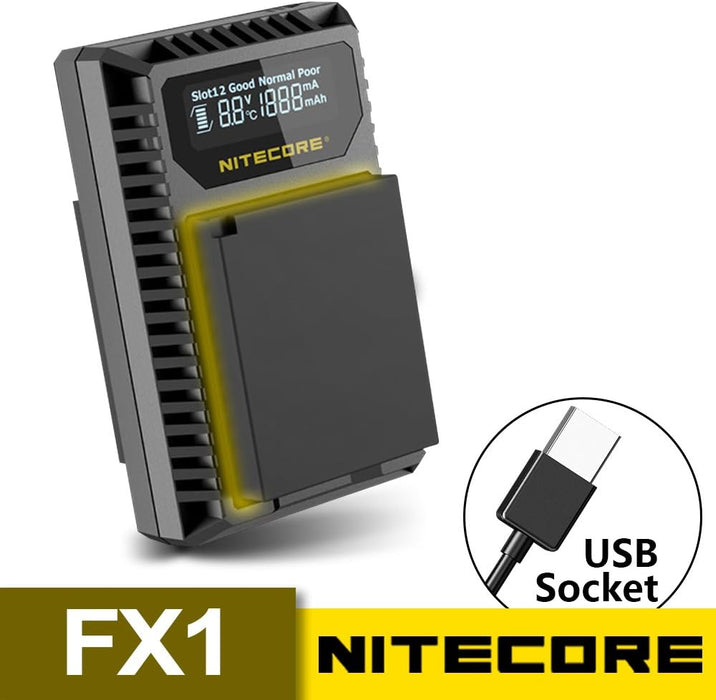 Nitecore Fx1 W126 Dual Slots Usb Fuji Charger Lcd