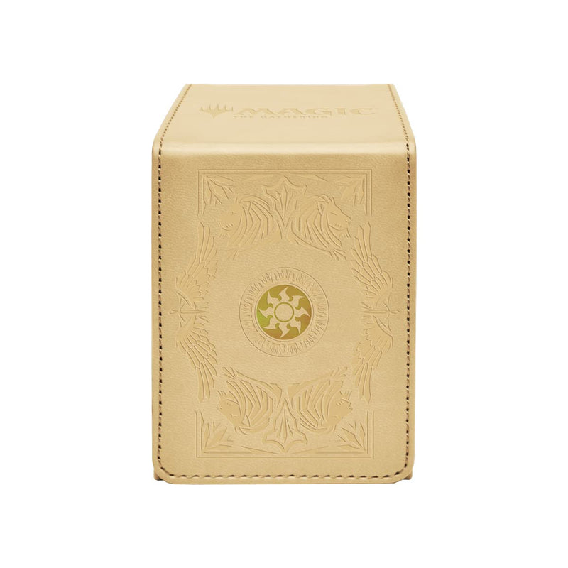 Ultra Pro - Magic: The Gathering Mana 7 Alcove Flip Deck Box Plains - Protect Your Cards While On The Go and Show Up to Battle in Style Featuring Vibrant Full-Colour & Debossed Design