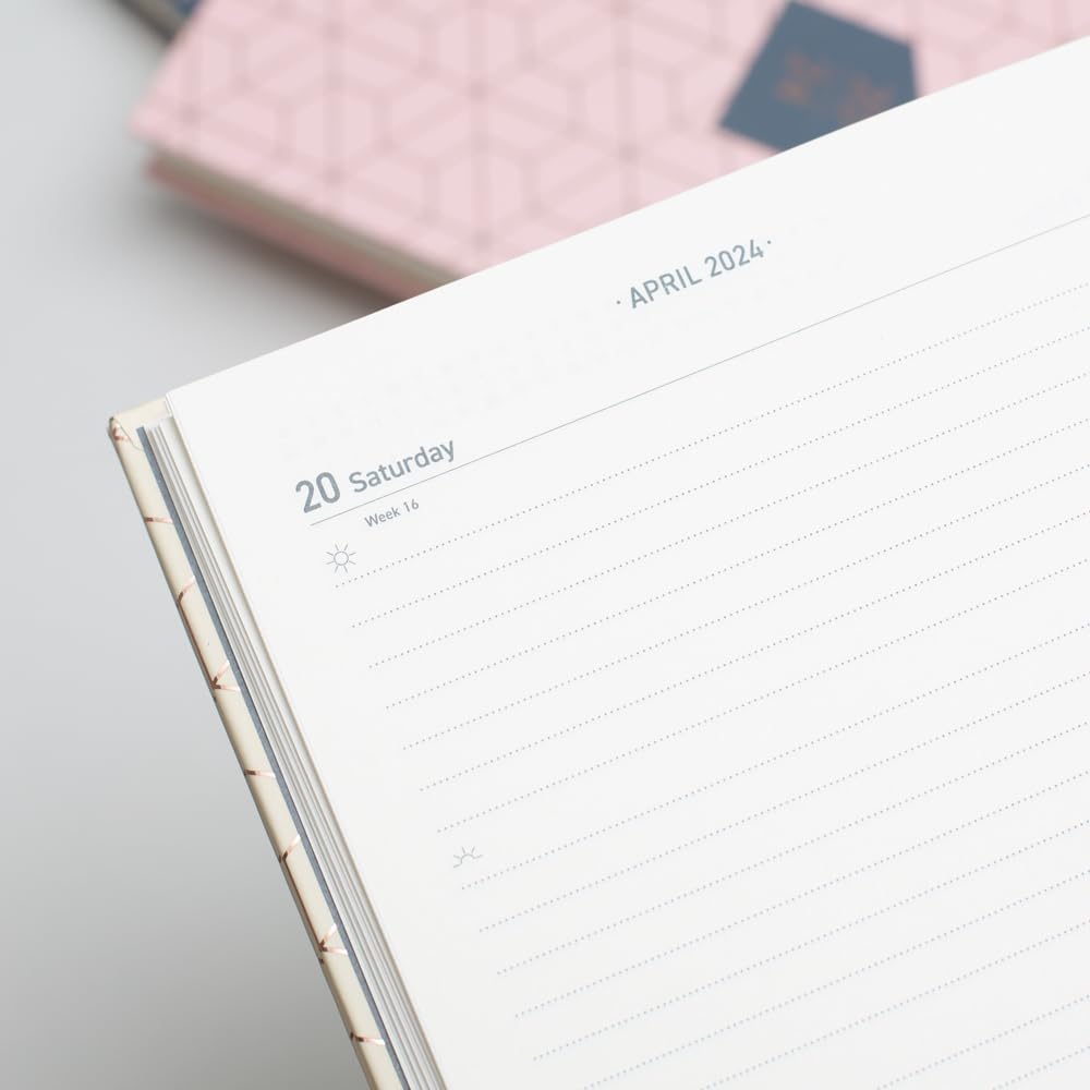 Matilda Myres 2024 Diary - A5 Day a Page - Rose Gold Wiro Bound - January to December Planner - Rose Gold Design - Hardback Covers (Ivory 2024)
