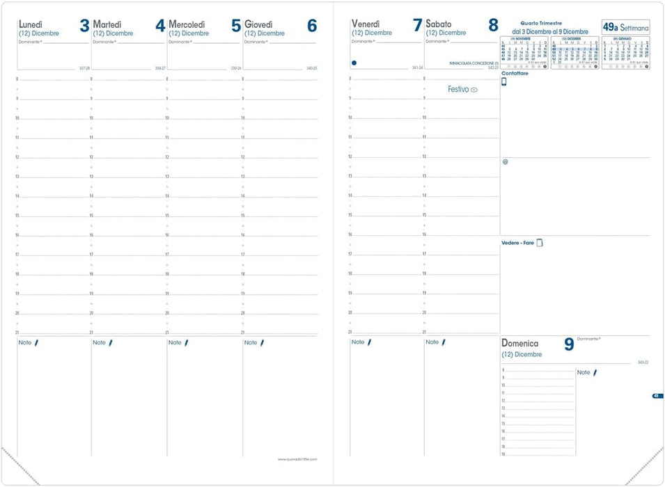 Quo Vadis Impala 024088Q Weekly Diary Planner A4 Format 21 x 29.7 cm, Black
