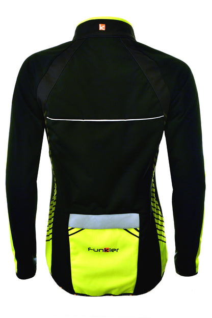 Funkier Tacona WJ-1324 Ladies Softshell Windstopper Jacket in Black/Yellow - X-Large