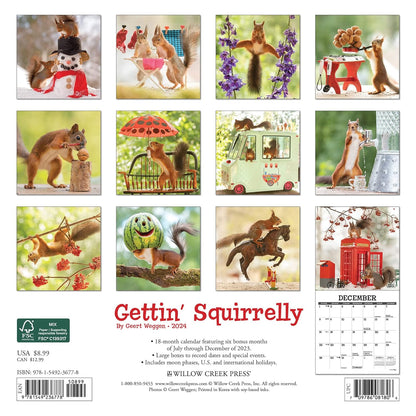Gettin' Squirrelly 2024 7 X 7 Mini Wall Calendar