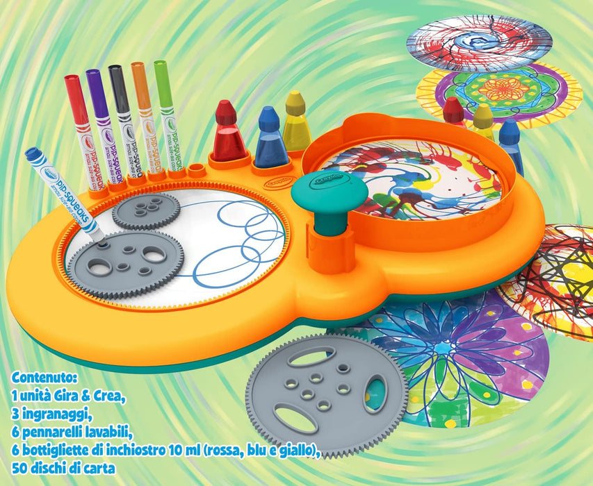 CRAYOLA - Super Set Gira and Create Deluxe, to Create Mandalas and Color Swirls with Markers and Coloured Inks, Creative Activity and Gift for Children, from 6 Years, Multicolor, 66 Pieces, 74-7499