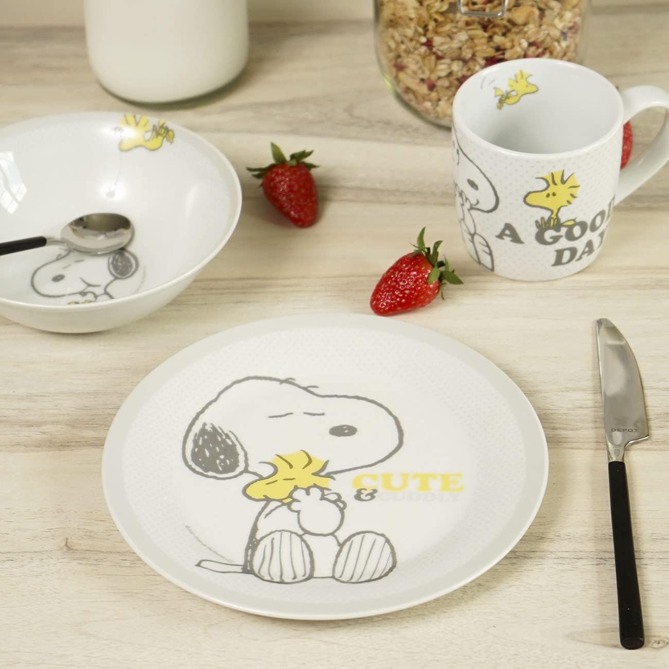 Gedalabels 15091 3-Piece Children's Crockery Set Made of Porcelain consisting of Cup, Plate, Bowl