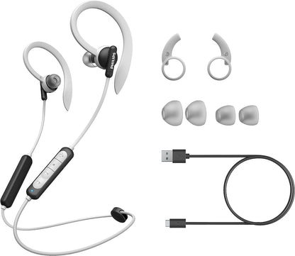 PHILIPS Wireless Headphones with Microphone/Sports and Fitness/Sweat Resistant, Heart Rate Monitor, Quick Charge, Integrated Buttons Sports Headphones TAA4205BK/00