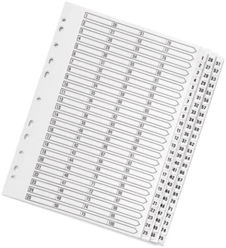 Qconnect A4 1-75 Mylar Index 05601/Cs56