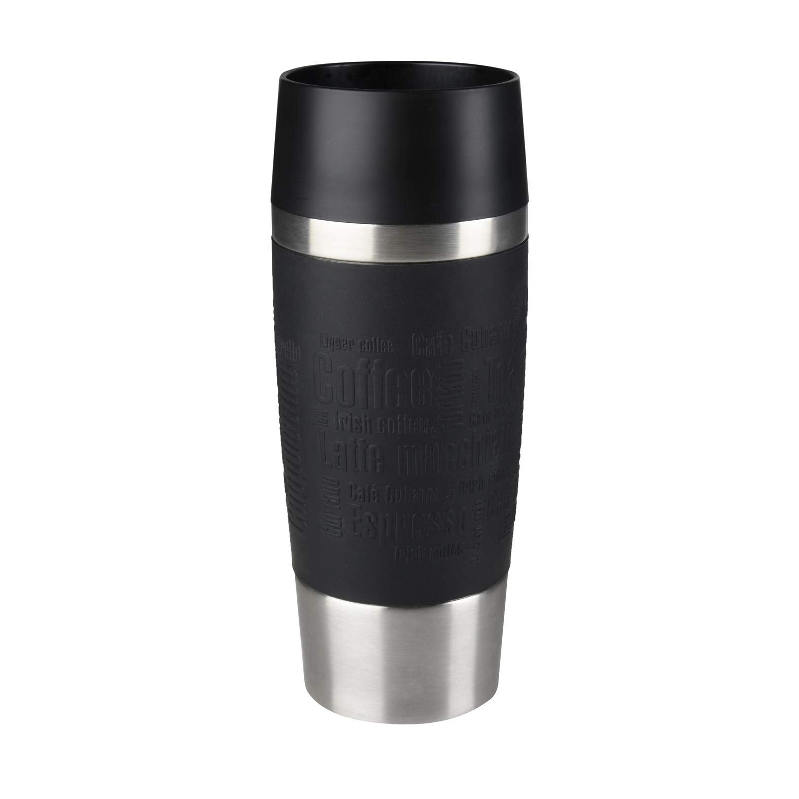 Emsa Vacuum Travel Mug 12.2 fl .oz. in black, Stainless Steel, 1 Count (Pack of 1) Previous model Sleeve Black