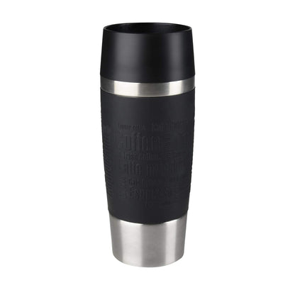 Emsa Vacuum Travel Mug 12.2 fl .oz. in black, Stainless Steel, 1 Count (Pack of 1) Previous model Sleeve Black