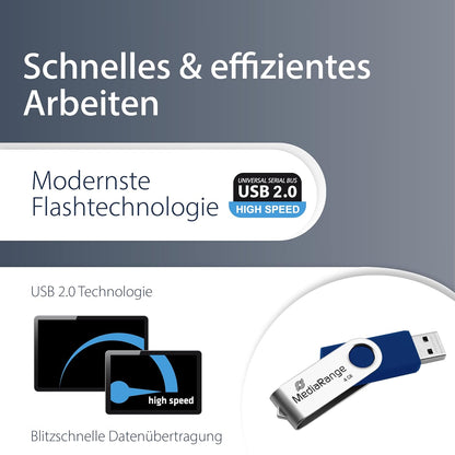 MediaRange USB-Stick MR907 blau, silber 4 GB