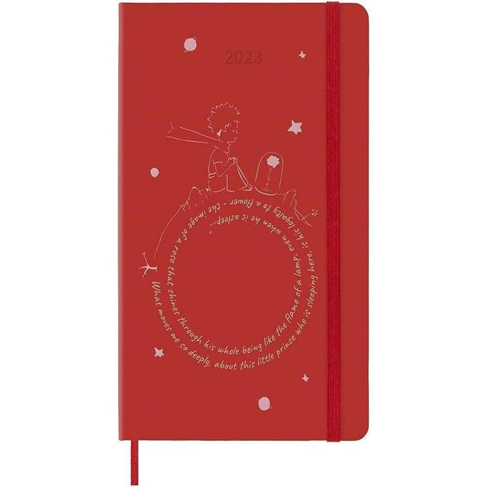 Moleskine Weekly Planner 2023, 12-Month Monthly Diary, Limited Edition Le Petit Prince, Weekly Planner With Hard Cover And Elastic Closure, Large Size 9 x 14 cm, Color Rose Hard Cover Large Red