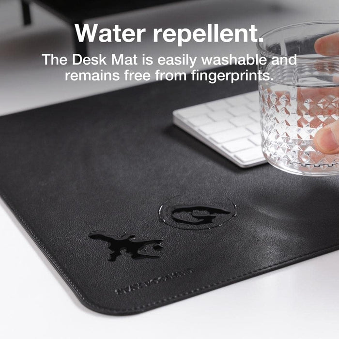 Woodcessories - Vegan Leather Desk Pad, Black Desk Pad, Faux Leather, Realistic & Vegan (Black, L) Vegan Leather/Black