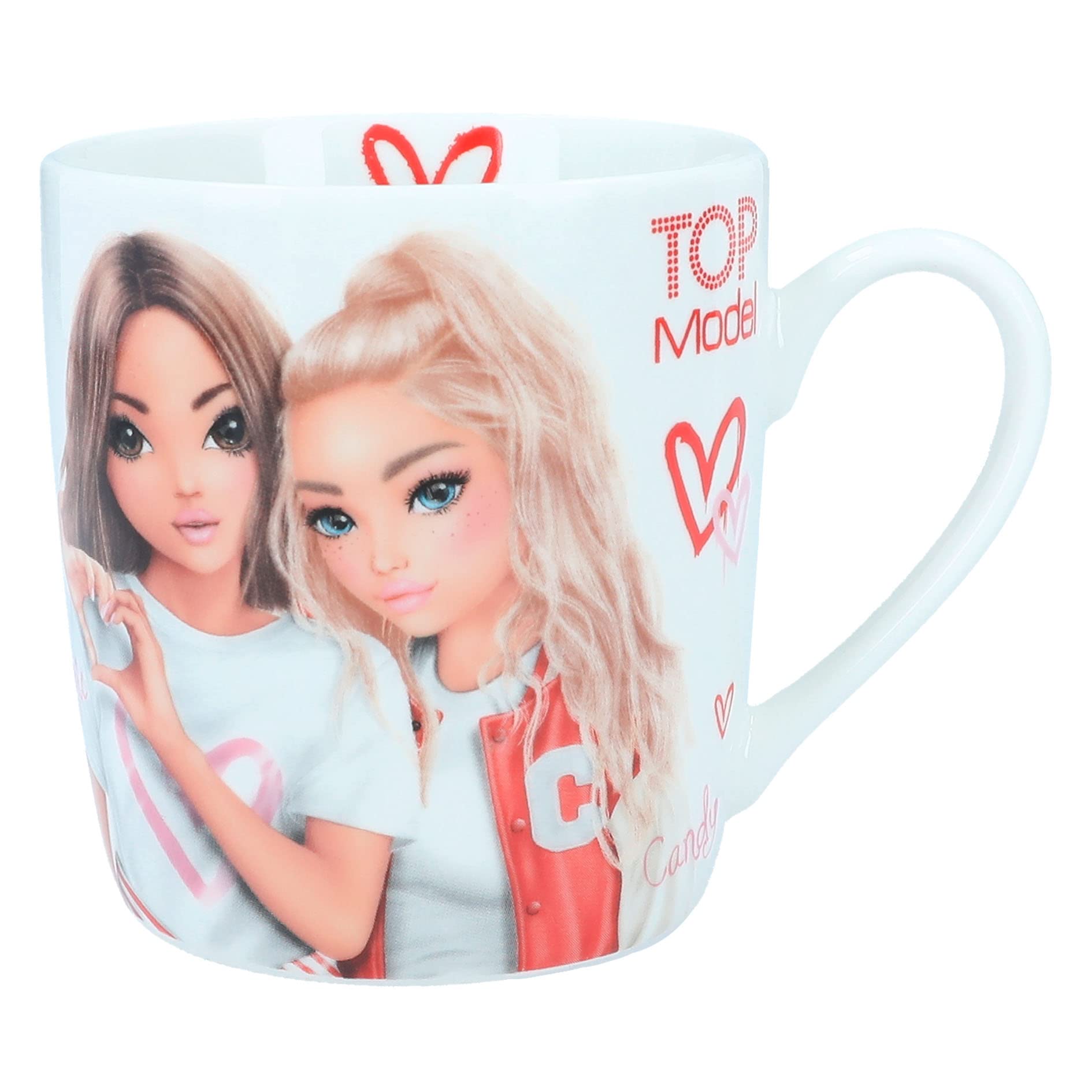 Depesche 12374 TOPModel One Mug in White with Model Heart Pattern and Wording Love Drinking Cup with Porcelain Handle Capacity Approx. 300 ml Multi-Coloured