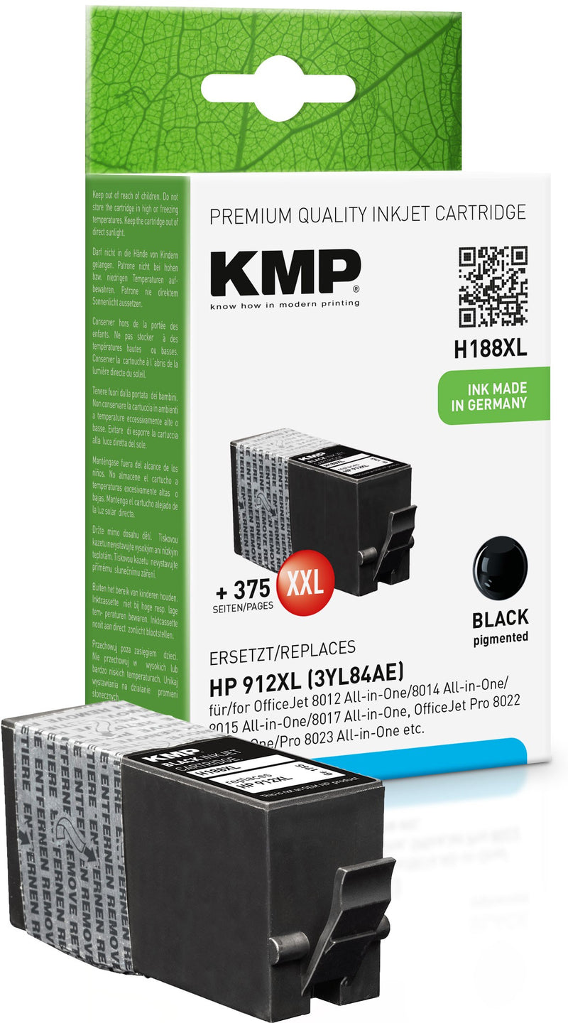 KMP H188XL schwarz Tintenpatrone ersetzt HP 912XL