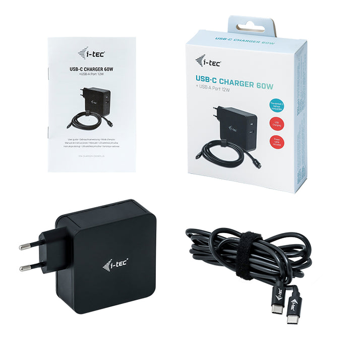 Usb-C Charger 60W + Usb-A 12W