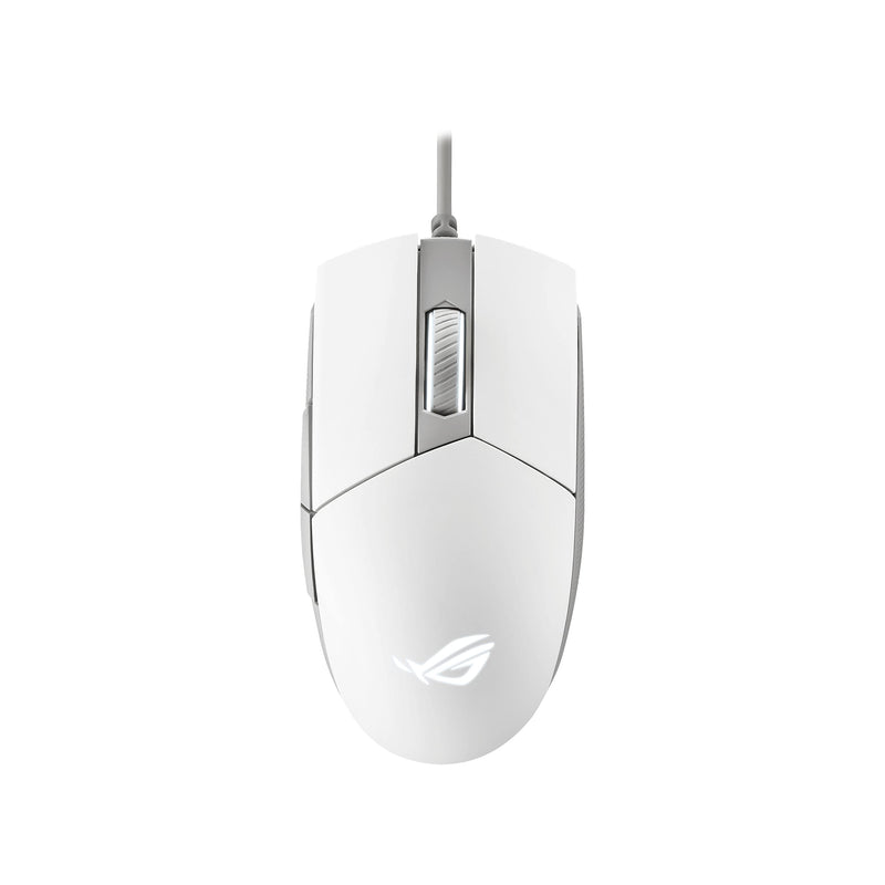 ASUS ROG Strix Impact II Wired Gaming Mouse, 6,200 DPI Optical Sensor, 5 Programmable Buttons, RGB, Swappable Switch Design, Lightweight, Left Hand Friendly, Moonlight White Moonlight White White