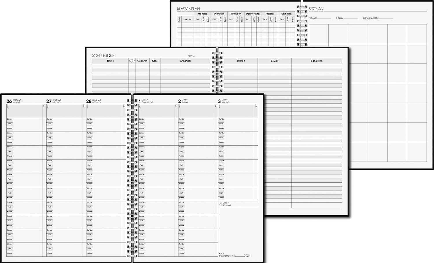 BRUNNEN 1075761304 Wochenkalender Lehrerkalender Termin- & Unterrichtsplaner 2023/2024 Lehrer-Sortiment 2 Seiten = 1 Woche Überformat A4: 23 x 29,7 cm Baladek-Einband blau