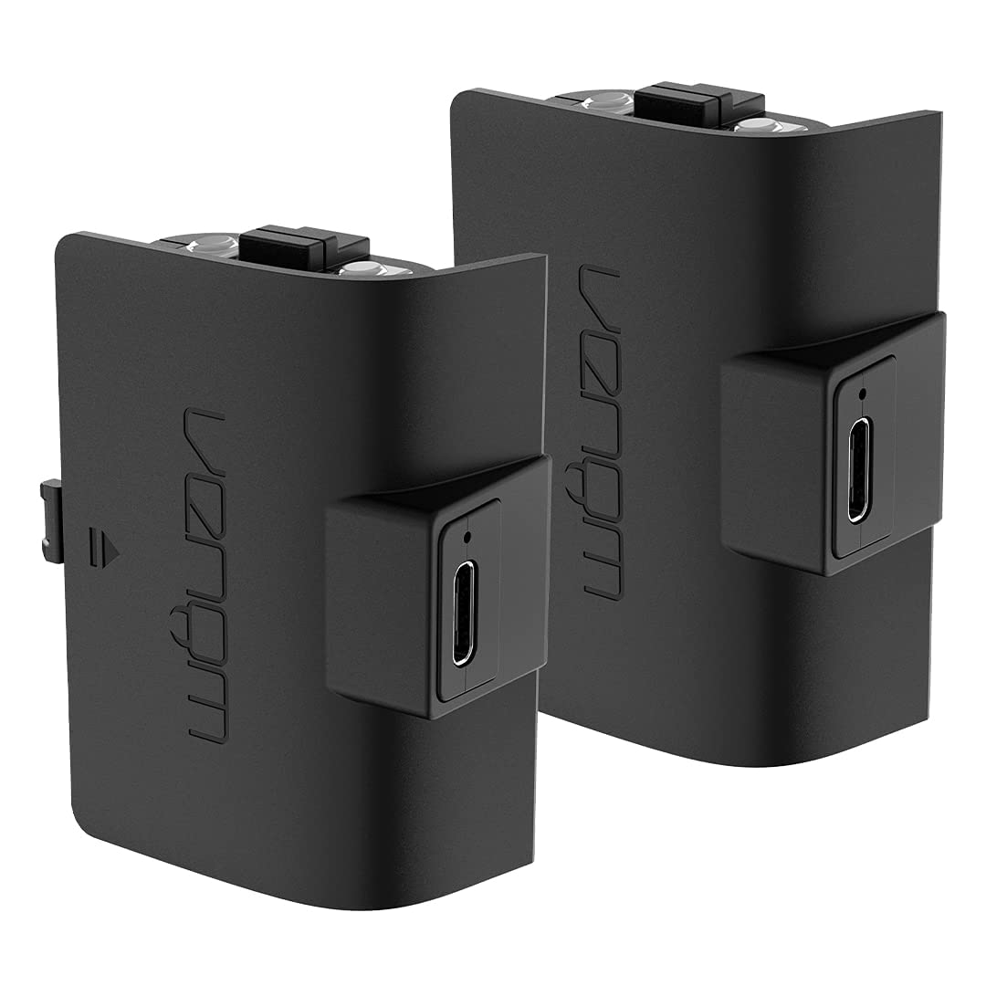 Venom Twin High Capacity Rechargeable Battery Pack Black for Xbox Series X/S & One - Black 1100mAh (Black)