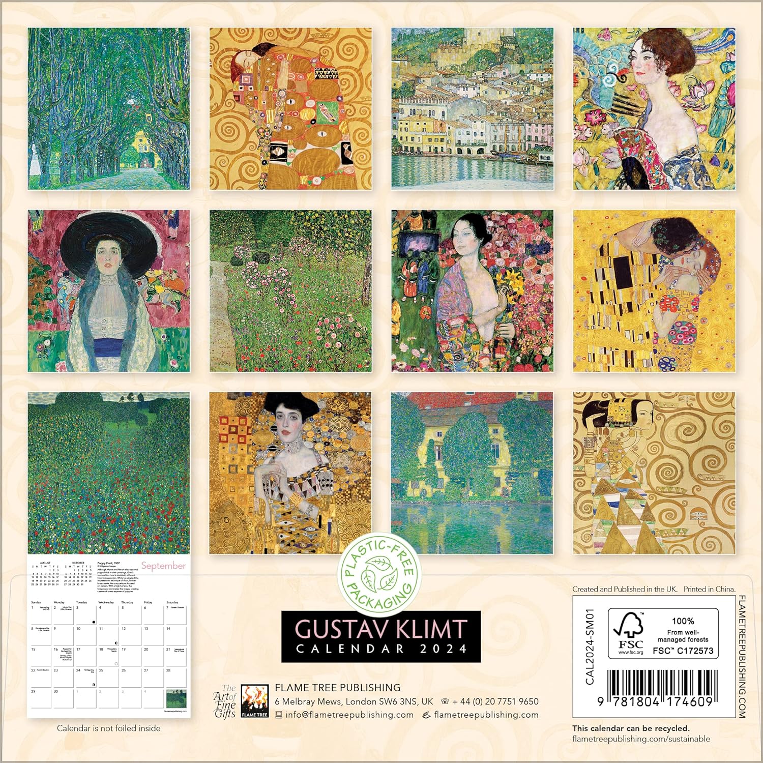Gustav Klimt Mini Wall Calendar 2024 (Art Calendar)