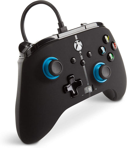 PowerA Enhanced Wired Controller for Xbox - Blue Hint, Gamepad, Wired Video Game Controller, Gaming Controller, Xbox Series X|S Blauer Hinweis