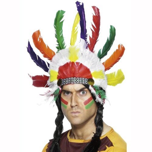 Smiffys Native American Inspired Headdress, Multi-Coloured