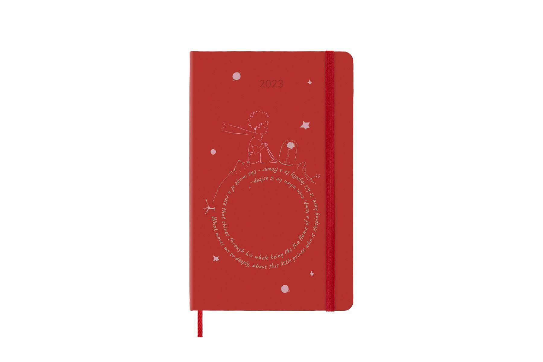 Moleskine Weekly Planner 2023, 12-Month Monthly Diary, Limited Edition Le Petit Prince, Weekly Planner With Hard Cover And Elastic Closure, Large Size 9 x 14 cm, Color Rose Hard Cover Large Red