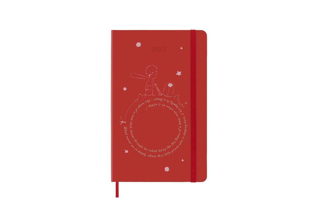 Moleskine Weekly Planner 2023, 12-Month Monthly Diary, Limited Edition Le Petit Prince, Weekly Planner With Hard Cover And Elastic Closure, Large Size 9 x 14 cm, Color Rose Hard Cover Large Red
