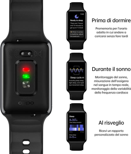 OPPO Watch Free – Smart Watch, AMOLED Curved Screen, 32g, Bluetooth 5.0, 5ATM Resistance, 230 mAh Battery, Fast Charge - Black