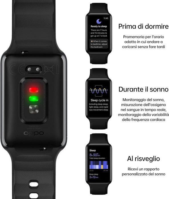 OPPO Watch Free – Smart Watch, AMOLED Curved Screen, 32g, Bluetooth 5.0, 5ATM Resistance, 230 mAh Battery, Fast Charge - Black