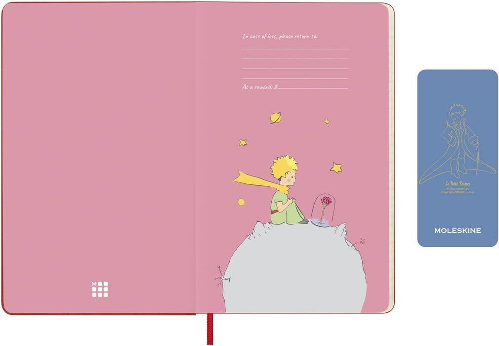 Moleskine Weekly Planner 2023, 12-Month Monthly Diary, Limited Edition Le Petit Prince, Weekly Planner With Hard Cover And Elastic Closure, Large Size 9 x 14 cm, Color Rose Hard Cover Large Red