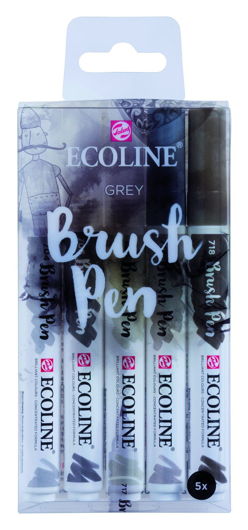 EcoLine Talens 5 Brush Pens Grey