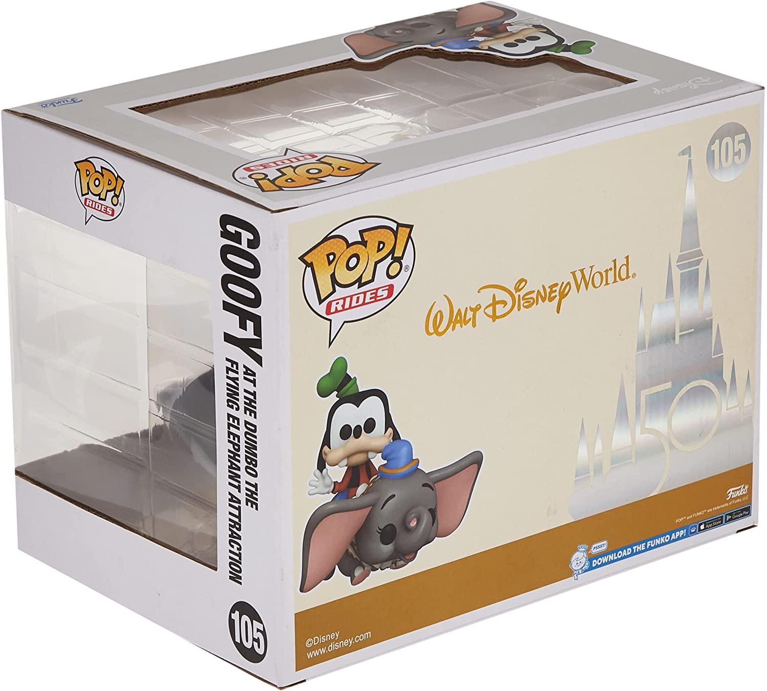 POP Ride Super Deluxe Disney : Walt Disney World 50th - Dumbo The Flying Elephant Ride with Goofy, Multicolor, Standard, (50571) POP Dumbo w/ Goofy