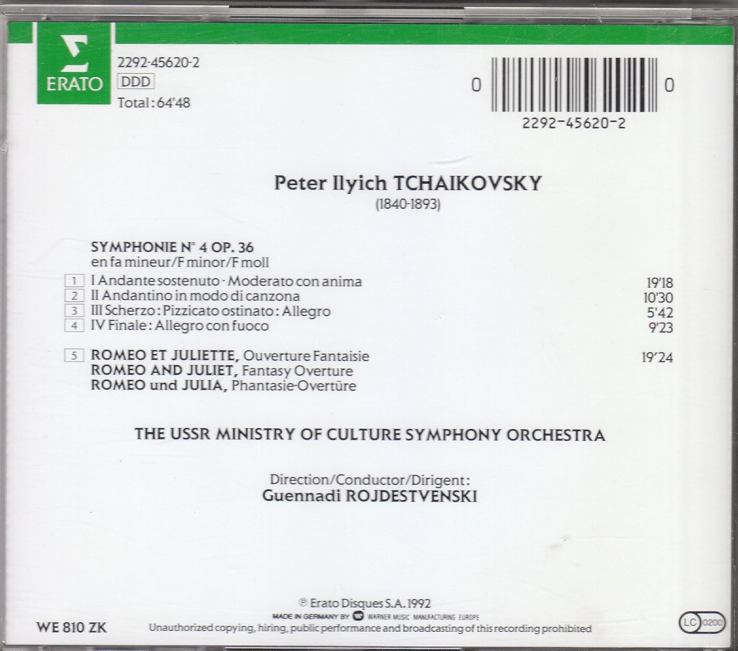 Tchaikovsky:Sym. 4/Romeo & Juliet