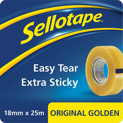 Scotch Packaging Tape Roll - Brown - 50 mm x 66 m Pack of 3 & Sellotape Original Golden, Multi-Purpose Clear Tape for Household Objects, Clear Packing Tape for Sticking Envelopes or Cards, 18mmx25m + ADHESIVE_TAPES,1443170