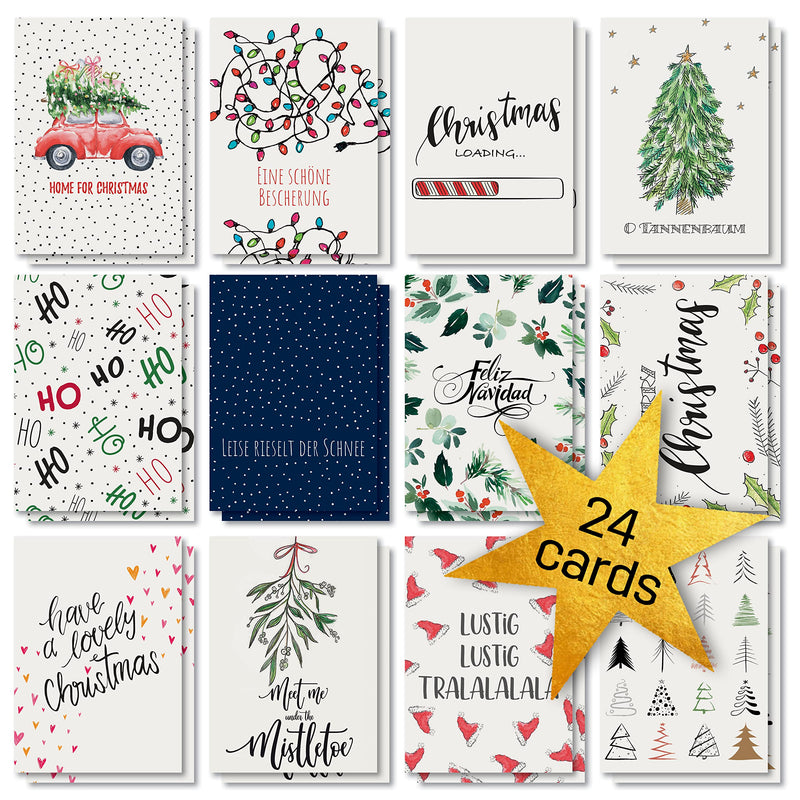 SIGEL DS701 Set of 24 Christmas postcards, 12 motifs, White carton, pre-printed, easy to print white - post cards