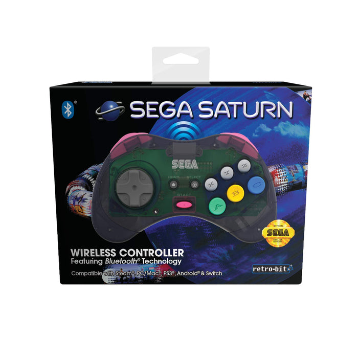 Retro-Bit Official SEGA Saturn Wireless Bluetooth Controller for PC, Switch, Mac, Steam, RetroPie, Raspberry Pi - Slate Grey