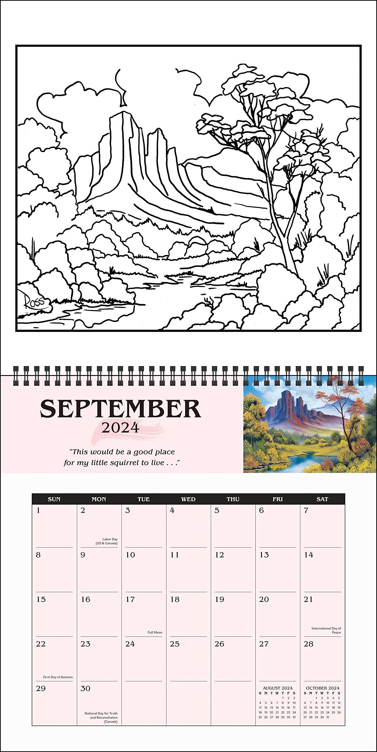 Wall - Cal 24 Bob Ross 2024 Coloring Wall Calen