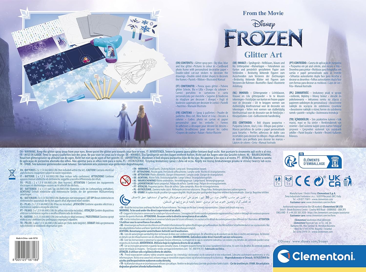 Clementoni Disney Frozen 2 Art Set Drawing with Glitter Pen, Creative Game Girl 7 Years, Multicoloured, One Size, 18718