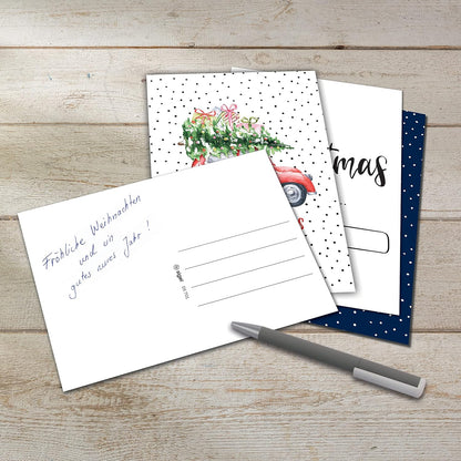 SIGEL DS701 Set of 24 Christmas postcards, 12 motifs, White carton, pre-printed, easy to print white - post cards
