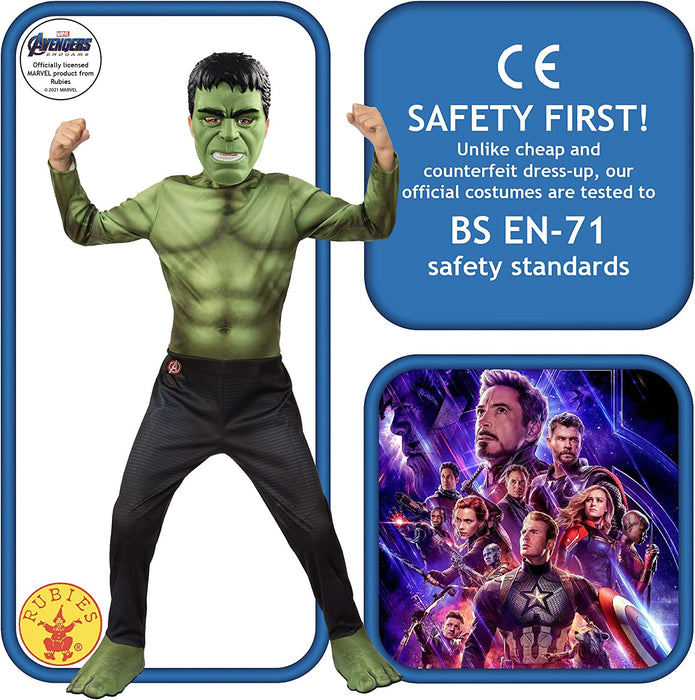 Rubie's Official Marvel Avengers Endgame Hulk Classic Childs Costume, Kids Superhero Fancy Dress