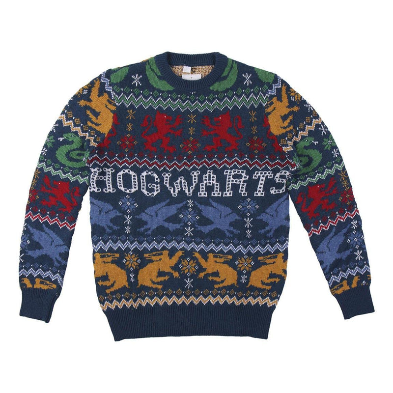 CERDÁ LIFE'S LITTLE MOMENTS Women's Hogwarts Knitted to Spend Endearing and Family-Christmas Sweater Woman and Man Sweatshirt XXL Blue