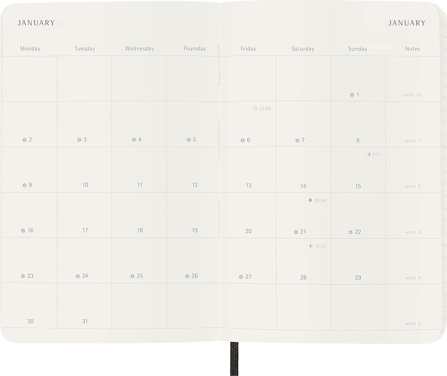 Moleskine Monthly Planner 2023, 12-Month Diary, Monthly Notebook with Soft Cover, Pocket Size 9 x 14 cm, Colour Black Soft Pocket Black