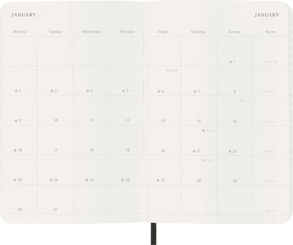 Moleskine Monthly Planner 2023, 12-Month Diary, Monthly Notebook with Soft Cover, Pocket Size 9 x 14 cm, Colour Black Soft Pocket Black