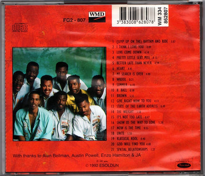 Unite - CD album 1992 - Jump up on the Rhythm and Ride - I Think I Love You - Love Come Down - Pretty Little Sexy Miss - Better Late Than Ever - Heart - My Search Is Over - Wkool - Summer - B. Ball