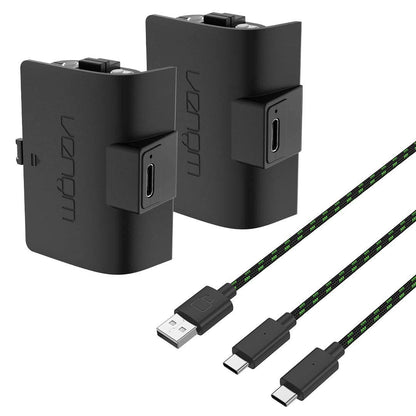 Venom Twin High Capacity Rechargeable Battery Pack Black for Xbox Series X/S & One - Black 1100mAh (Black)