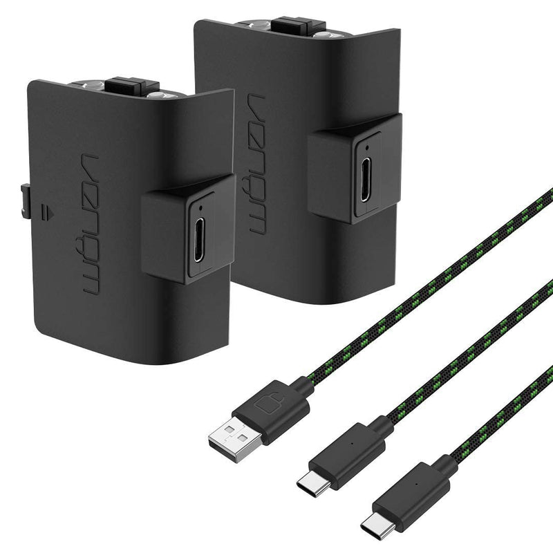 Venom Twin High Capacity Rechargeable Battery Pack Black for Xbox Series X/S & One - Black 1100mAh (Black)