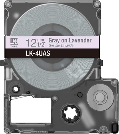 Epson - Epson LK-4UAS Gray on Soft Purple Tape Cartridge 12mm - C53S672107