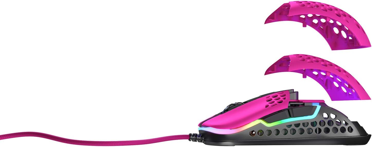Xtrfy M42 RGB - Superlight Gaming Mouse - Wired with State-of-the-Art Pixart 3389 Sensor - Modular Housing with 2 Sizes Included - Adjustable RGB Backlight - Pink Edition