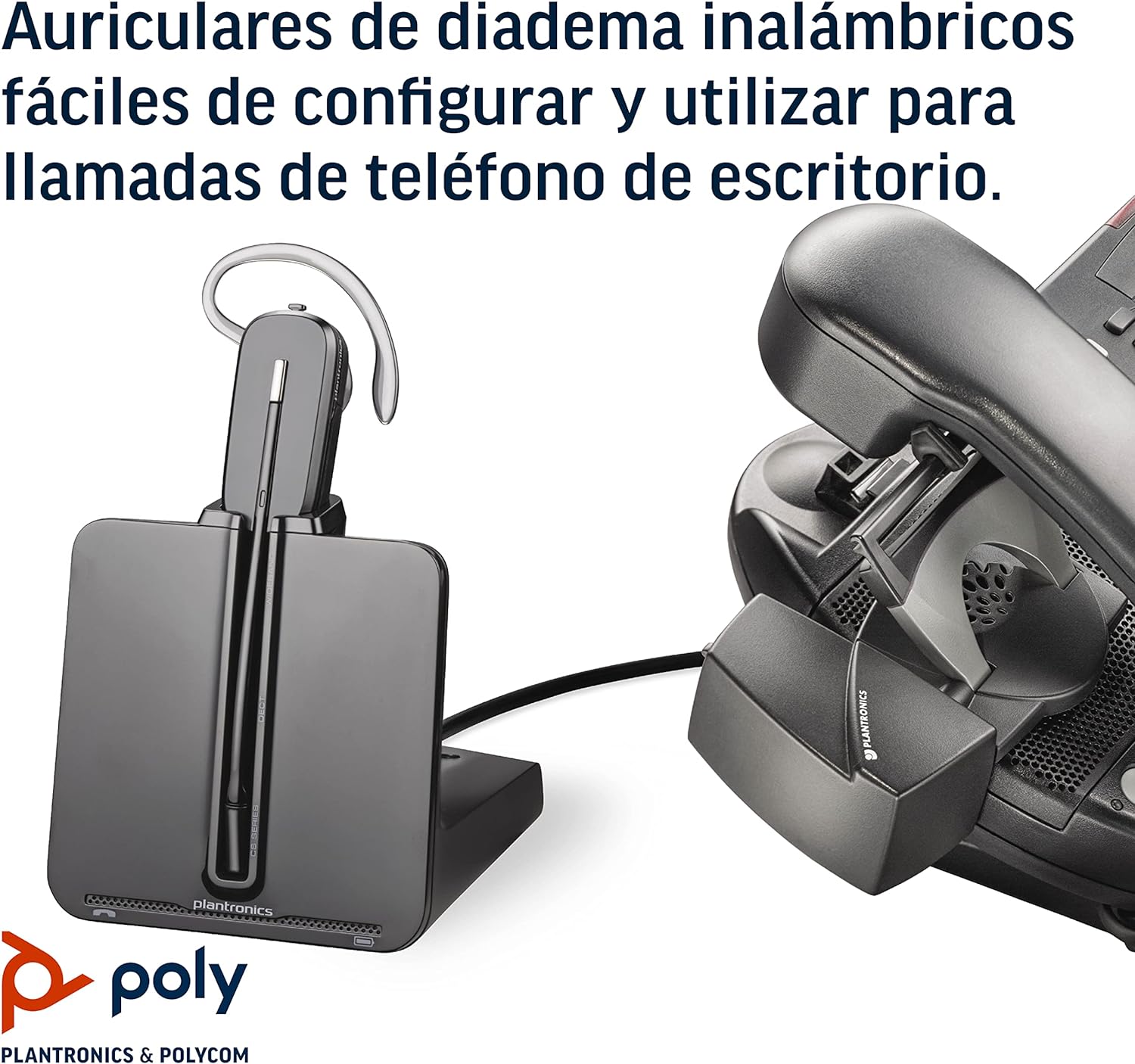 Plantronics - CS540 Wireless DECT Headset with HL-10 Lifter (Poly) & 84605-01 Spare Headband Over the Head Assembly for WH500/W440/W740/W745/CS540, Black With Lifter HL10 + Spare Headband