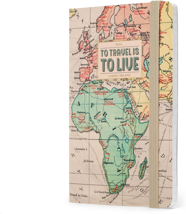 Legami - Medium Photo Weekly Diary with Notebook, 12 Months, January 2024 December 2024, Week Detail on Left Page, Writing Space on Right Page, 12x18 cm, Travel Theme